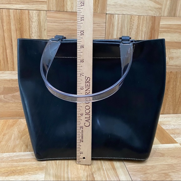 LAMARTHE Black Leather Clear Acrylic Handle HandBag Shoulder Bag - Picture 6 of 14